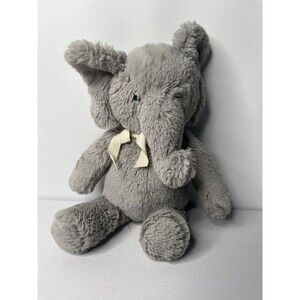 Pottery Barn Kids 11" Plush Gray Elephant 2016 White Grosgrain Ribbon